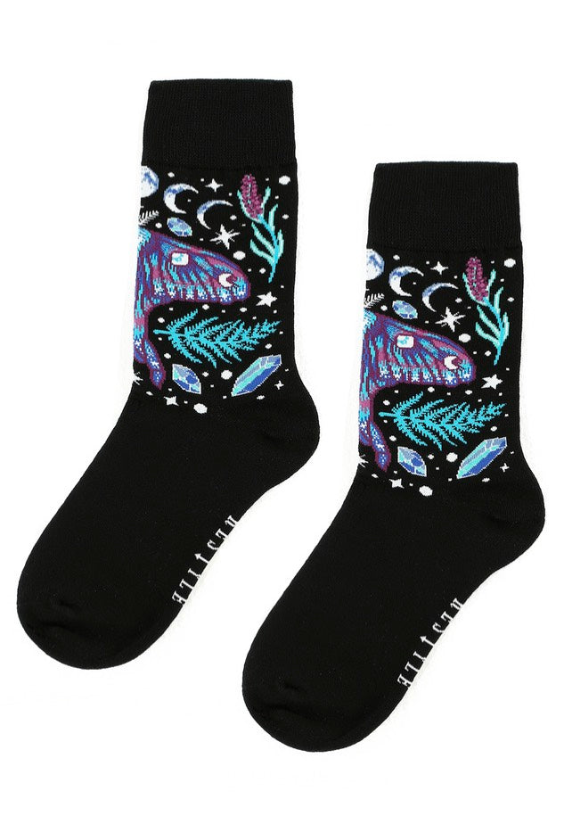 Restyle - Enchanted Forest Jaquard Black - Socks Free Shipping Best Pices