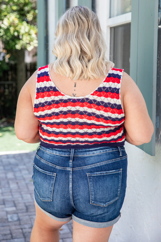 Where I Come From Red White And Blue Crochet Tank FINAL SALE Outlet Where Can You Find