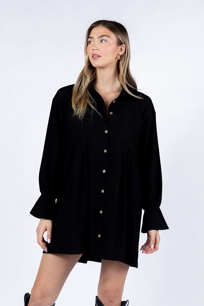 Write This Down Black Button Up Shirt Dress Looking For Sale Online