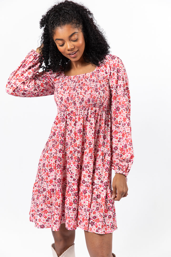 All About You Multi Smocked Knit Floral Dress Get To Buy Cheap Pice