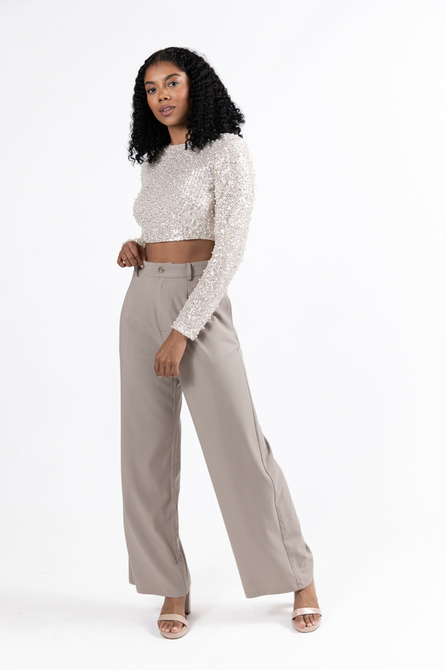 Swept Away With You Taupe Tailored Wide Leg Pants FINAL SALE From China For Sale