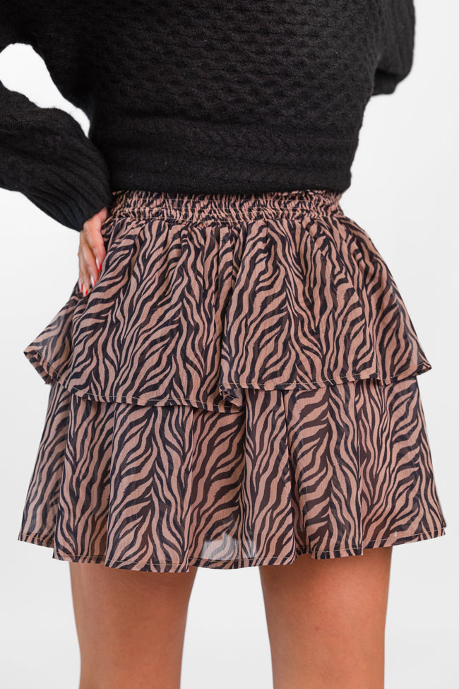 Breezy In Wild Over You Black and Tan Tiered Zebra Skort FINAL SALE For Sale Finishline