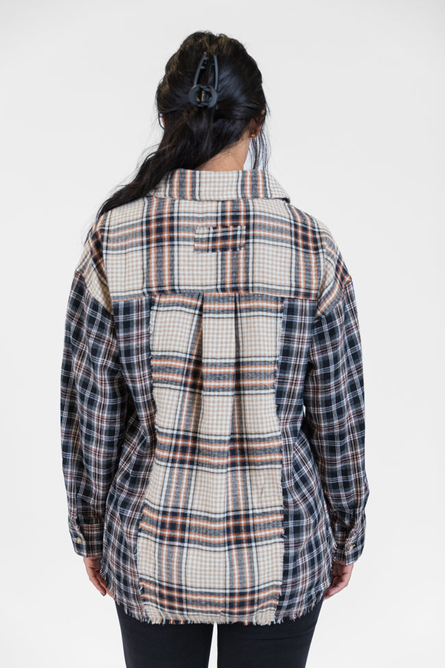 About Tomorrow Black Mixed Media Plaid Button Down Top FINAL SALE Finishline Cheap Online