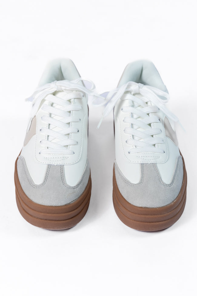 Giselle White and Tan Platform Sneaker Hot Sale Online