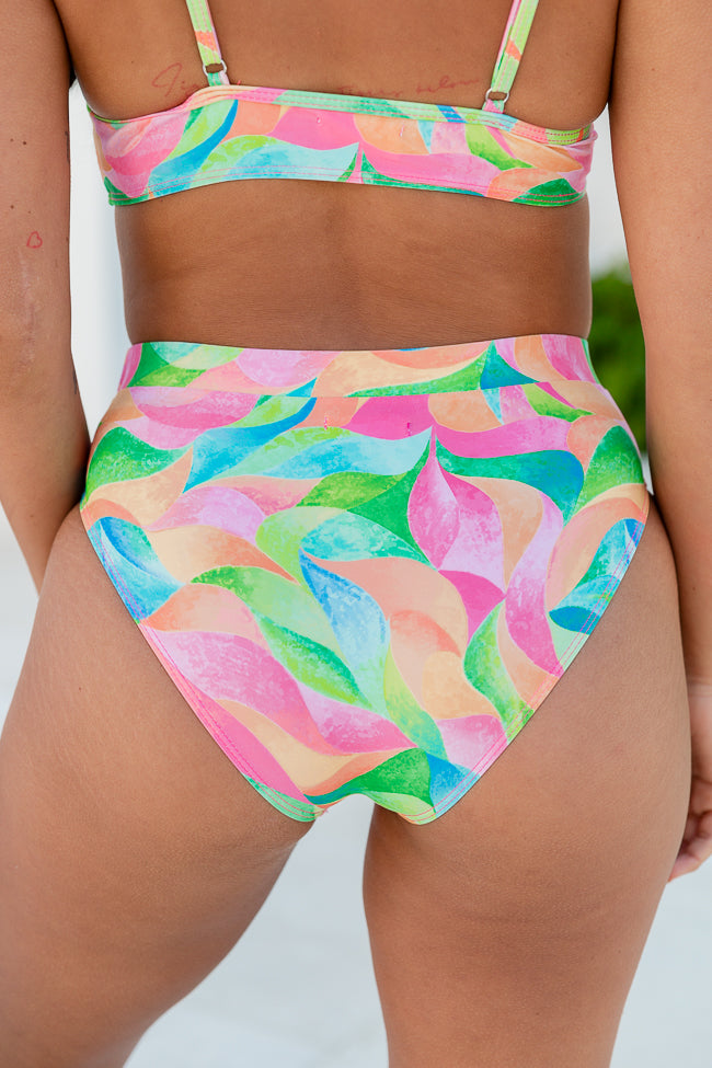 Somewhere On A Beach in Kaleidoscope Dreams High Waisted Bikini Bottoms Cheap Pice Wholesale