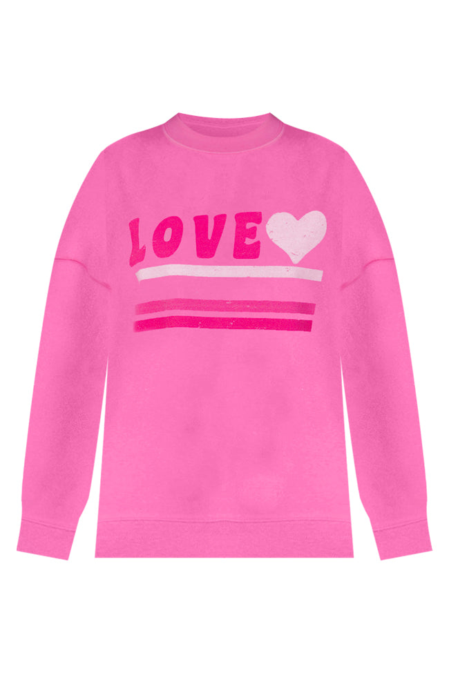 Love Retro Pink Oversized Graphic Sweatshirt Low Pice Cheap Online