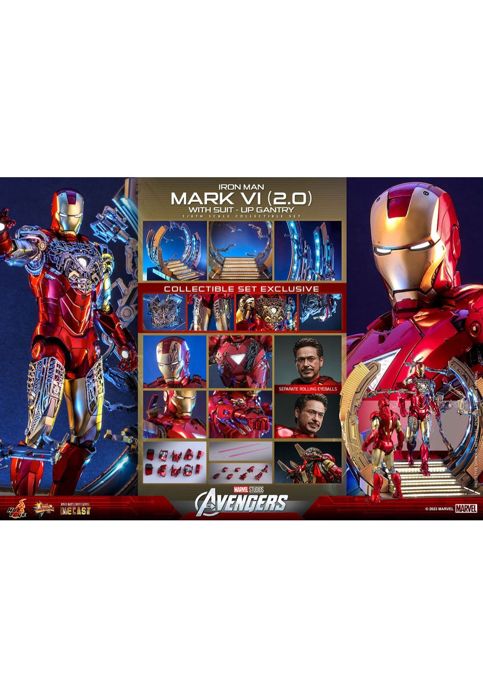 The Avengers - Iron Man Mark VI (2.0) with Suit Up Gantry Movie Masterpiece Diecast 1:6 - Action Figure Store With Big Discount