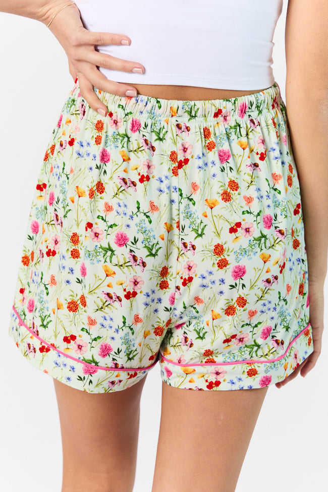 Good To Get Away Botanical Floral Pajama Shorts Countdown Package Online