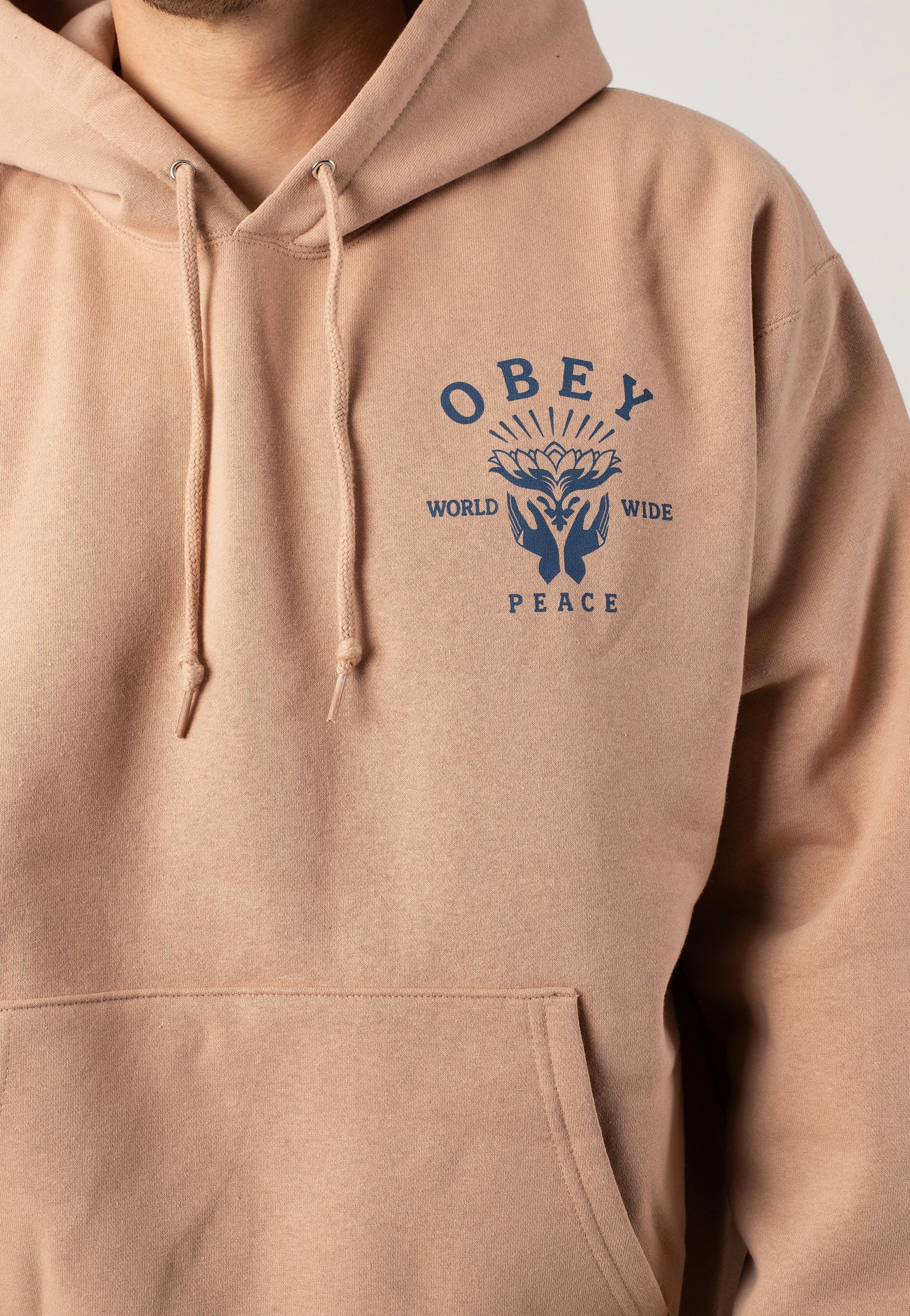 Obey - Lotus With Hands Warm Taupe - Hoodie Free Shipping Pay With Visa