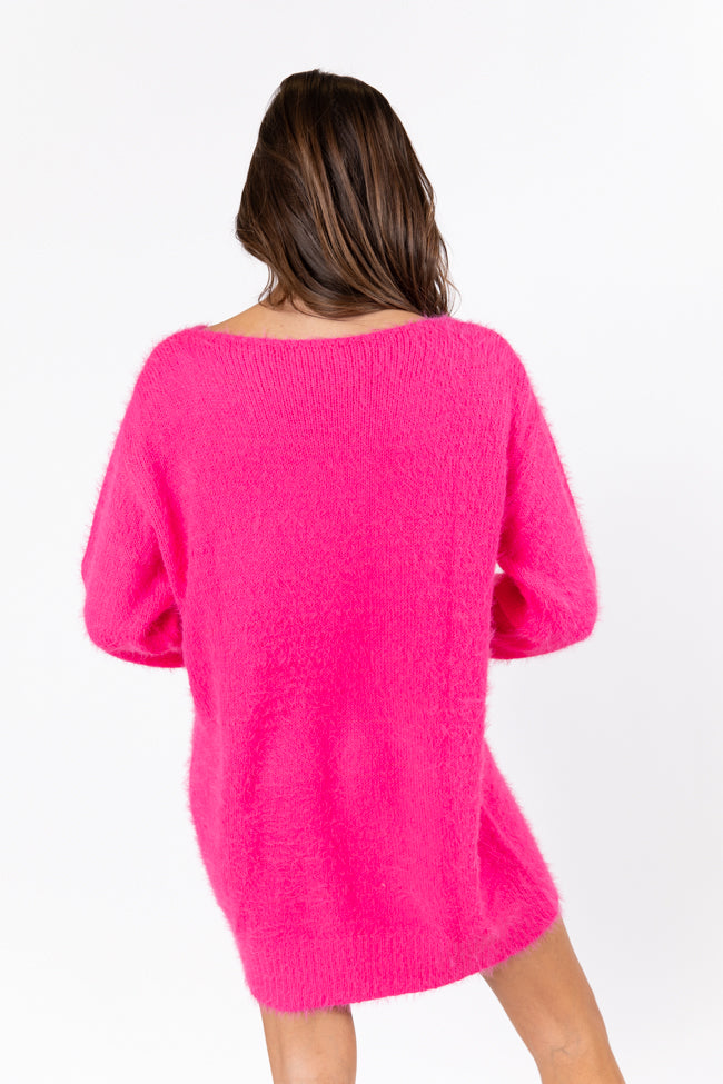 Days Go By Hot Pink Fuzzy Knit Sweater Dress FINAL SALE Pices For Sale