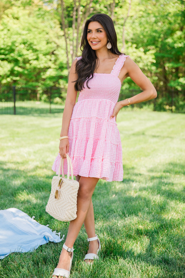 Time Spent Together Pink Gingham Smocked Dress Cheap Sale Websites