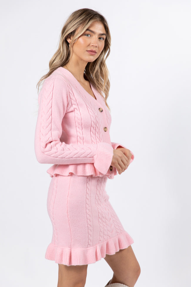 Glistening In The Snow Pink Cable Knit Cardigan Set SALE Buy Cheap Official Site