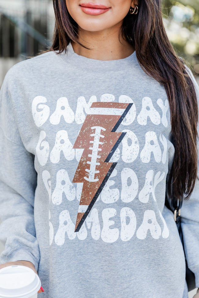 Gameday Football Grey Oversized Graphic Sweatshirt Cheap Sale Big Discount