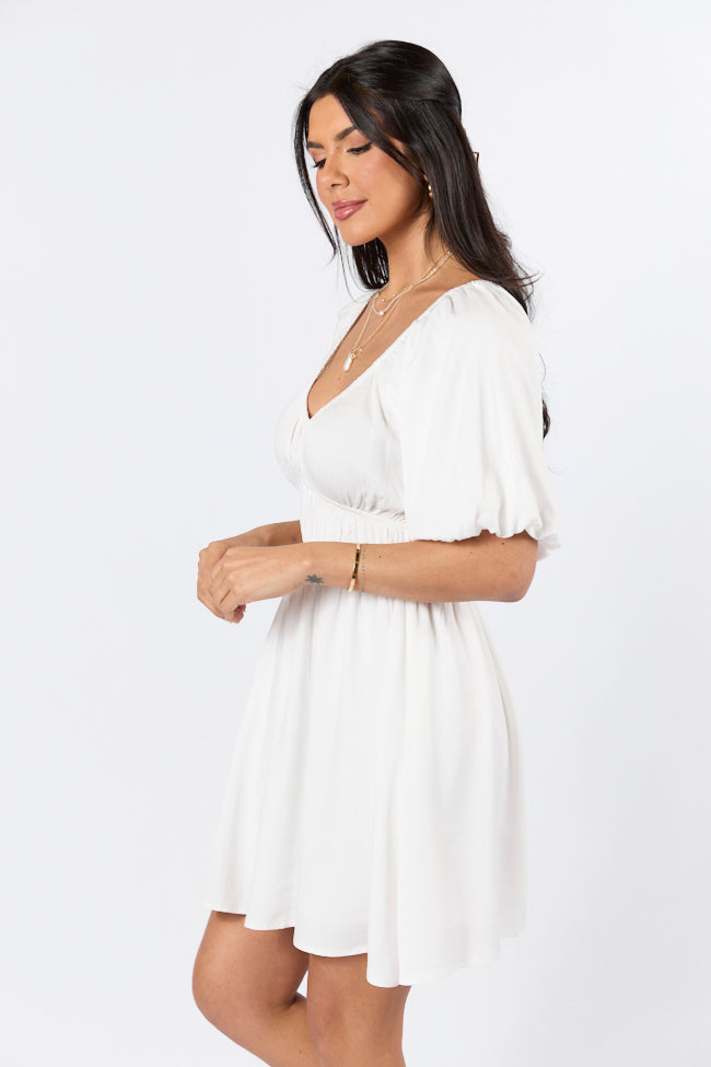 When In Paradise White Solid Mini Dress Fast Delivery Sale Online