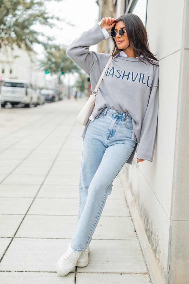 Why Don't We Go To Nashville Grey Sweater FINAL SALE