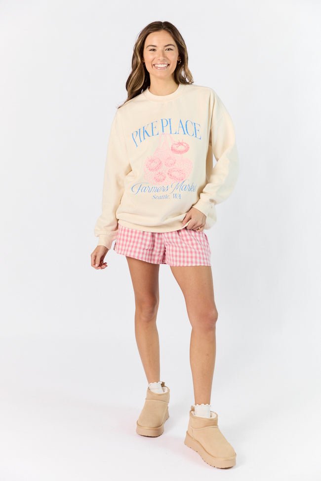 Pike Place Market Sweet Cream Oversized Graphic Sweatshirt Outlet Clearance Store