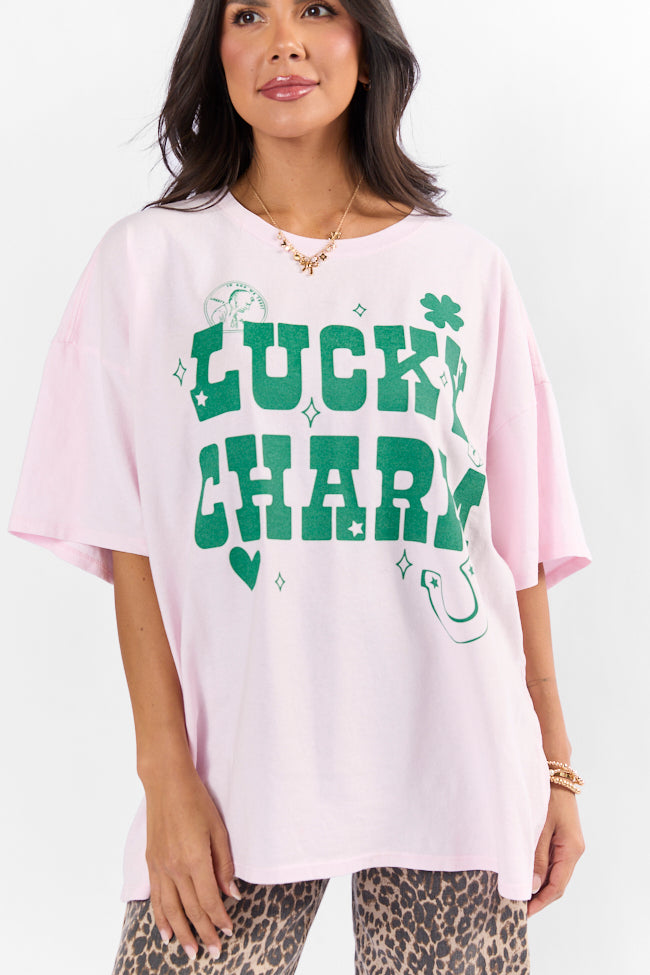 Lucky Charm Soft Pink Hyfve Oversized Graphic Tee Really Cheap