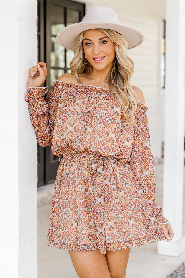 Humble And Kind Beige Floral Off The Shoulder Mini Dress FINAL SALE Buy Cheap Release Dates