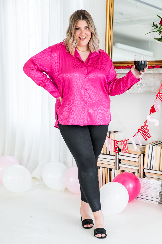 Already Spoken For Pink Leopard Print Satin Blouse FINAL SALE Cheap Eastbay