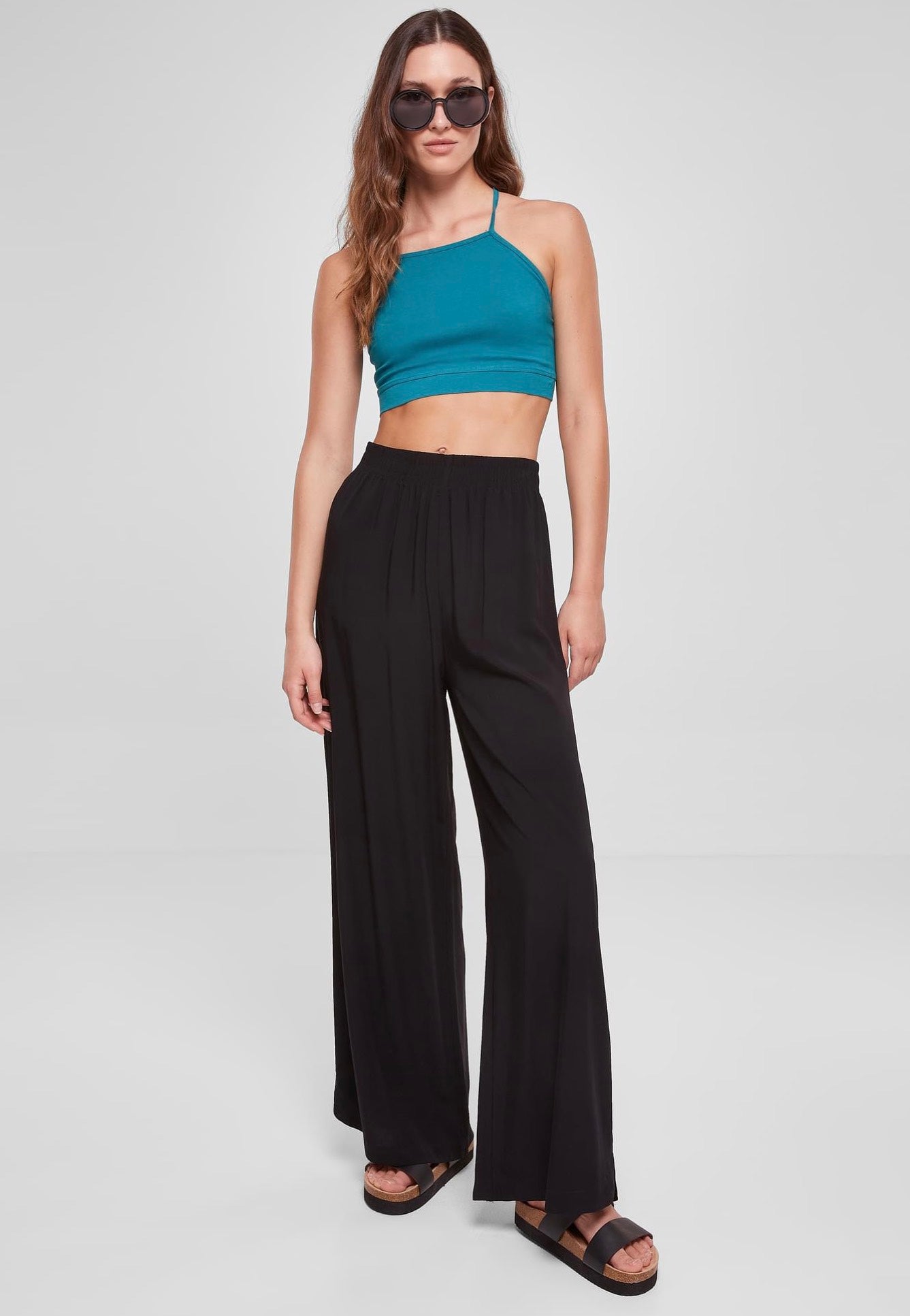 Urban Classics - Ladies Wide Leg Viscose Black - Pants Good Selling Cheap Online