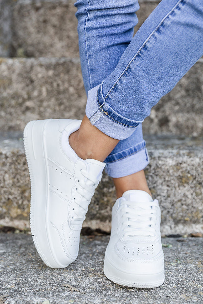 Kandace White Leather Sneakers FINAL SALE Clearance How Much