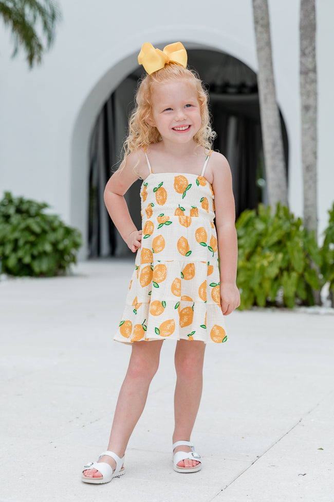 Kid's Tea With You Lemon Printed Gauze Dress