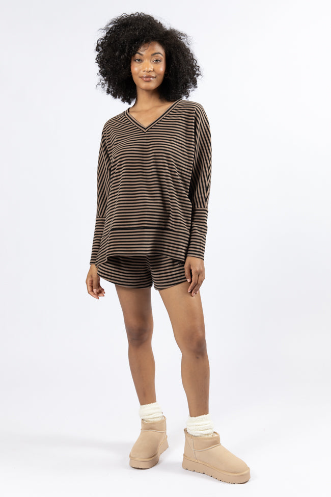 No Complaints Mocha and Black Striped Top SALE Real Cheap Online