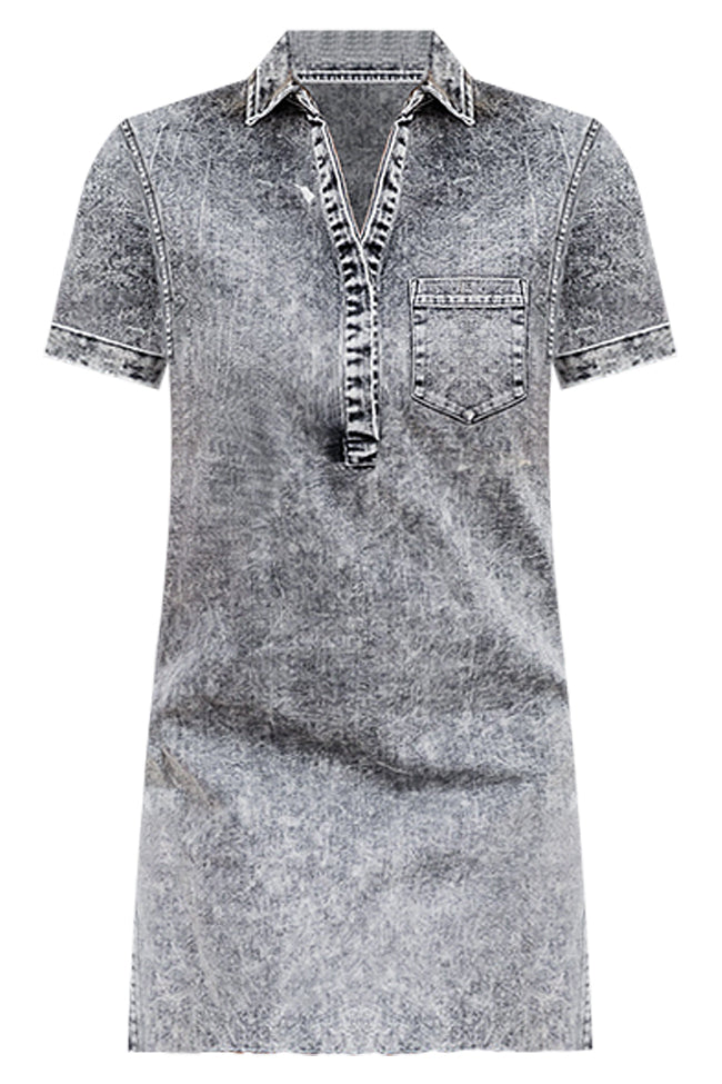 Pretty In Chambray Charcoal Acid Wash Dress FINAL SALE Deals Cheap Online