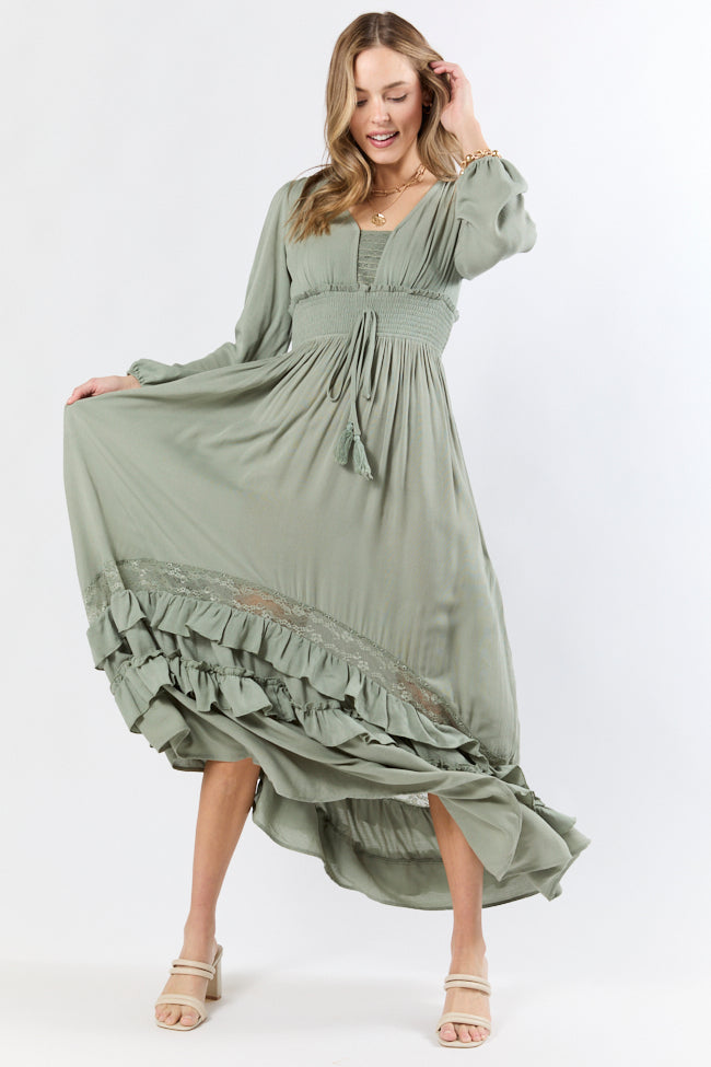 Lucky To Have You Sage Maxi Dress - Coming Soon Best Wholesale Online