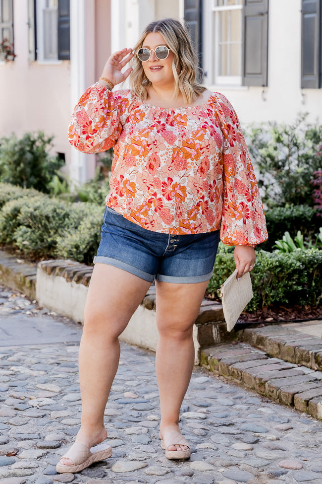 Going Public Off The Shoulder Blouse in Sarasota Red Floral Print FINAL SALE Very Cheap