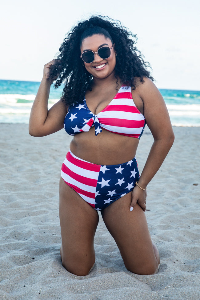 Party In The USA Stars and Stripes Tie Bikini Top Cheap Sale Footlocker Pictures