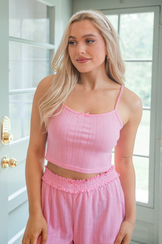 At This Time Pink Pointelle Lounge Cami and Cardigan Buy Cheap How Much