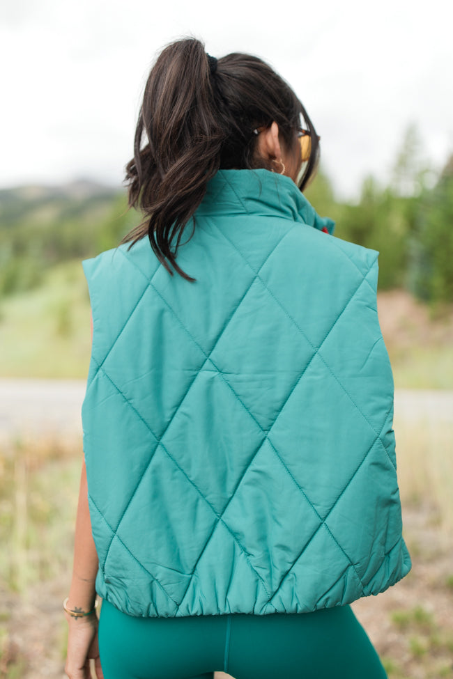 Mountainside Moment Teal Cropped Puffer Vest FINAL SALE Buy Cheap Manchester