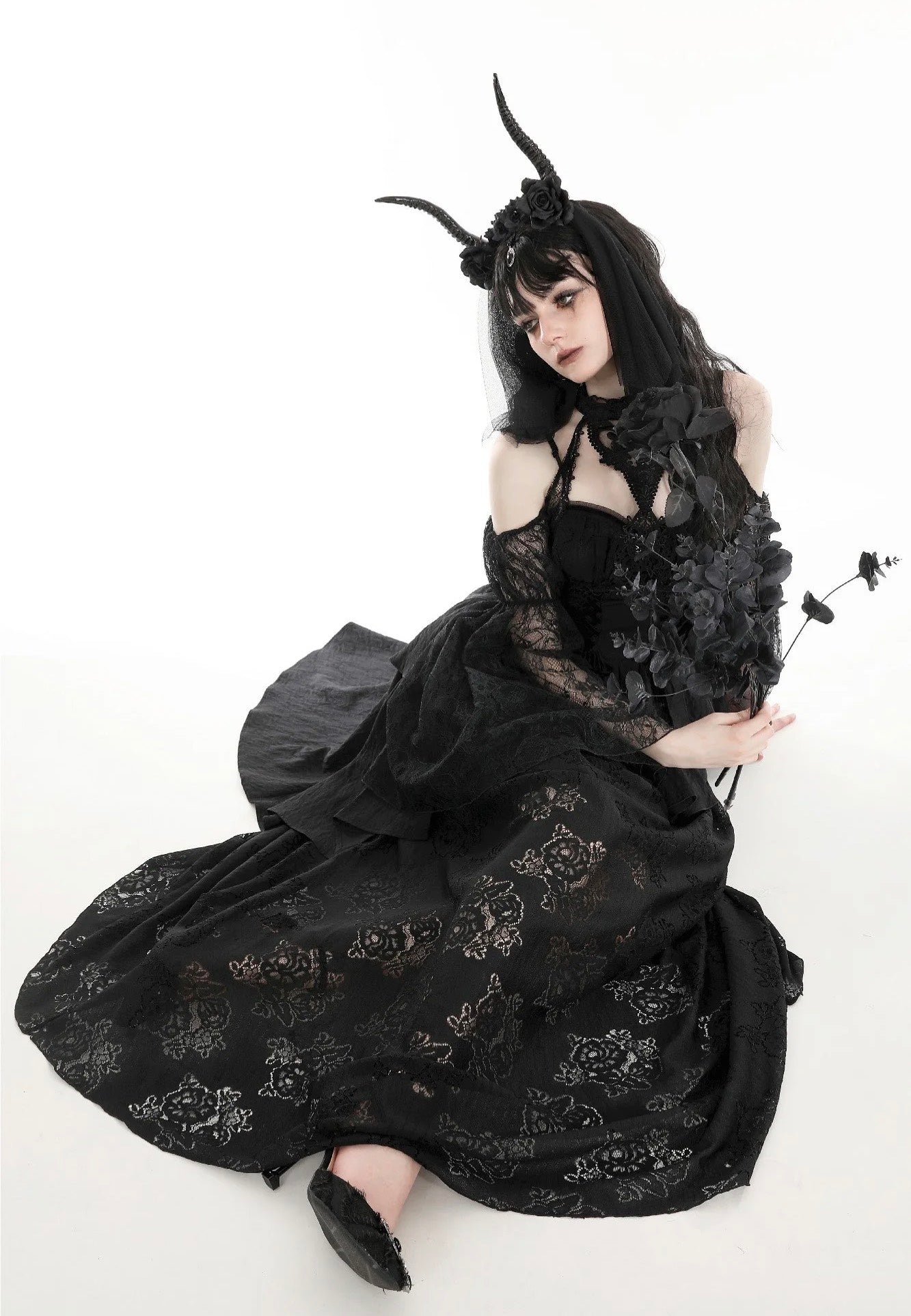 Dark In Love - Gothic Death Butterfly Layered Hi Low Black - Dress Low Shipping Cheap Pice