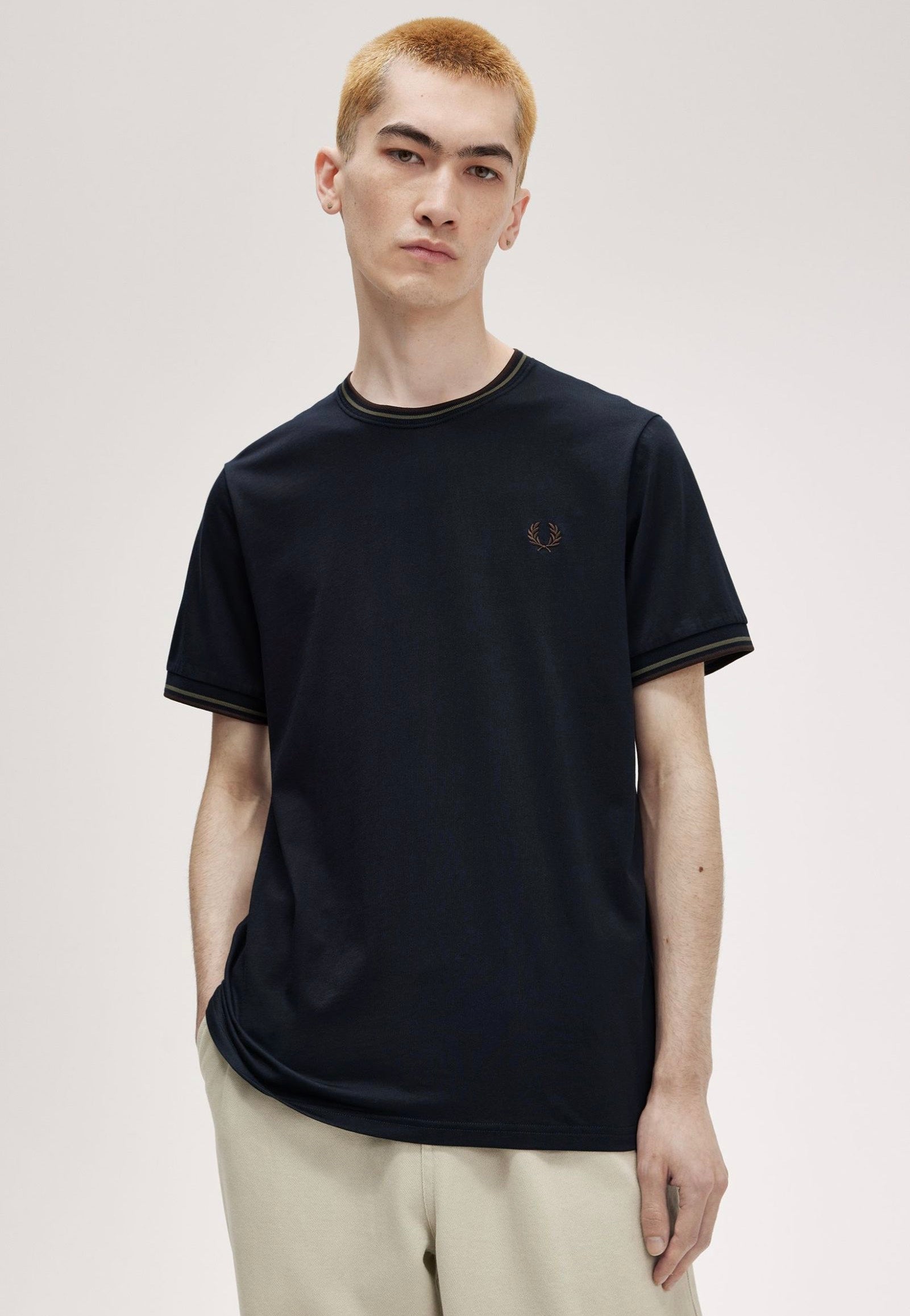 Fred Perry - Twin Tipped Nvy/Lrlwgrn/Bric - T-Shirt New Arrival Cheap Pice