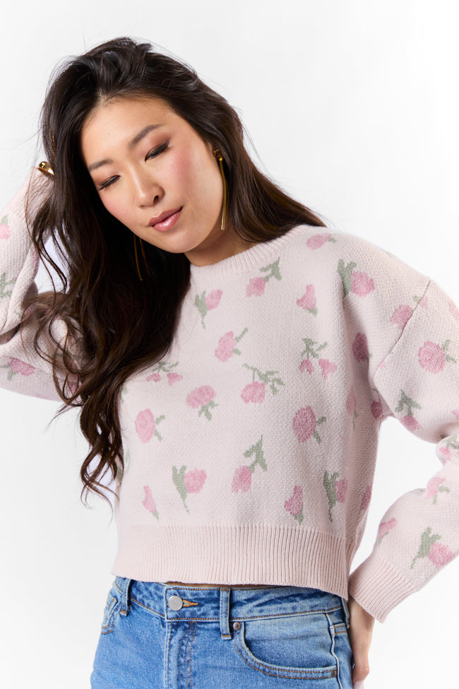 Grand Measures Light Pink Floral Sweater Low Shipping Fee Online