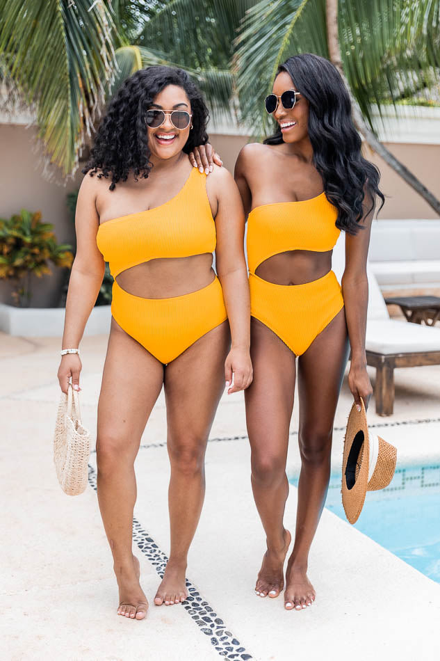 Bottom Of The Ocean Orange Cutout One shoulder One Piece Swimsuit FINAL SALE Sale Cheapest Pice