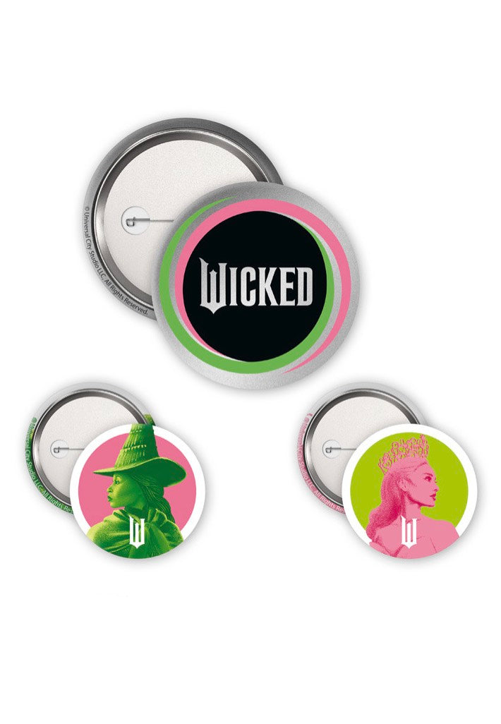 Wicked - Elphaba & Glinda Badge Pack - Button Clearance Limited Edition