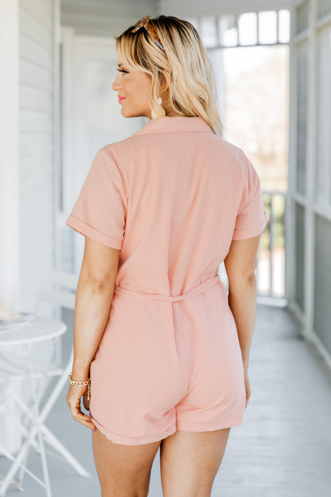 Craving Sunshine Coral Button Up Romper FINAL SALE Outlet Best Pices