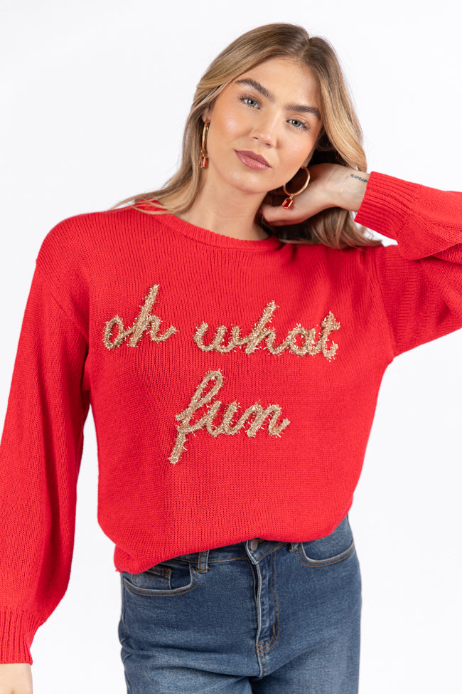 Oh What Fun Red Sweater FINAL SALE Clearance Deals