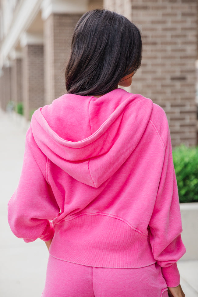 Learn As You Go Pink Acid Washed Quarter Zip Pullover Inexpensive For Sale