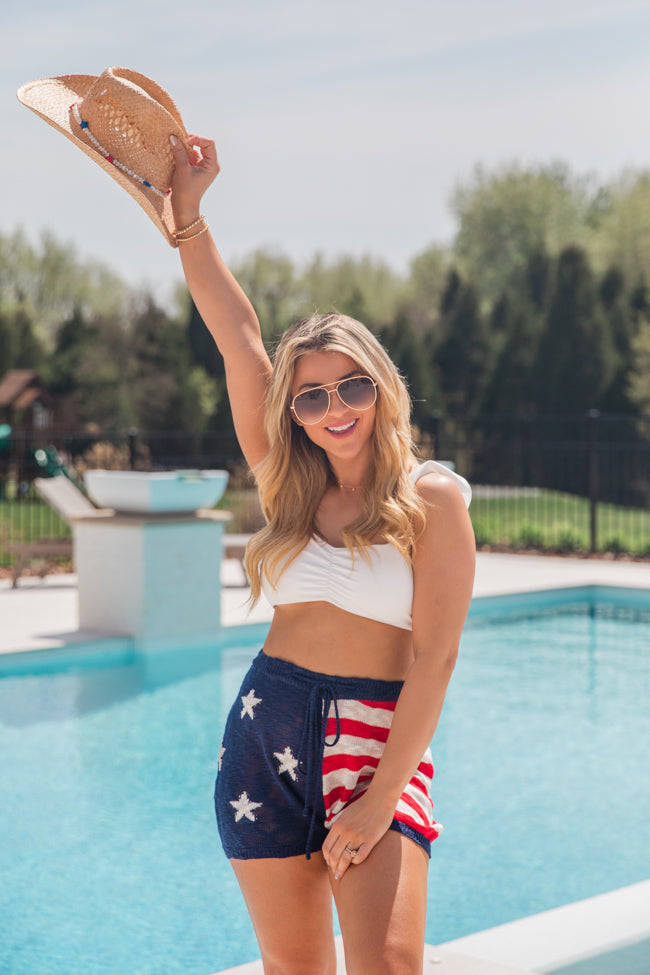 That's My Anthem Red, White, And Blue Flag Knitted Shorts FINAL SALE