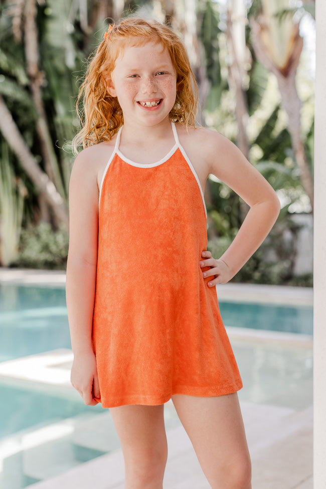 Kid's Reese Orange Terrycloth Halter Dress FINAL SALE