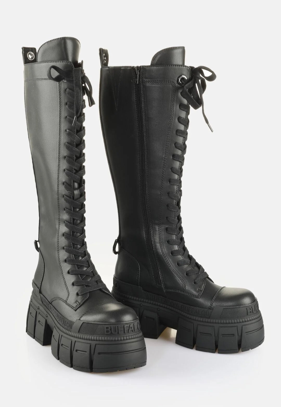 Buffalo - Gospher Lace Up Hi Vegan Nappa Black - Girl Shoes Outlet 2025