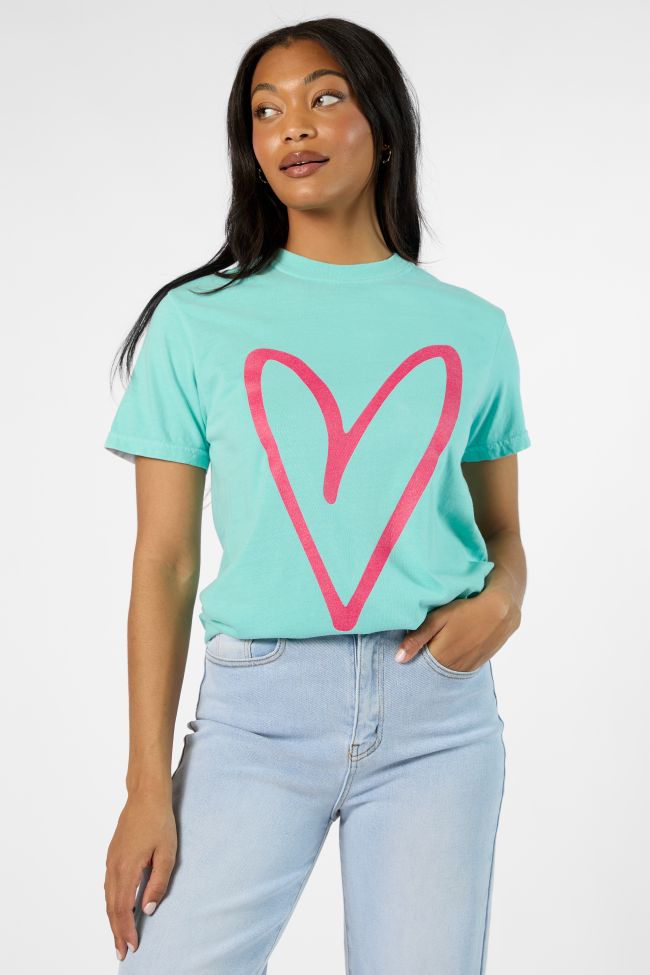 Heart Sketch Chalky Mint Comfort Color Graphic Tee Clearance Exclusive