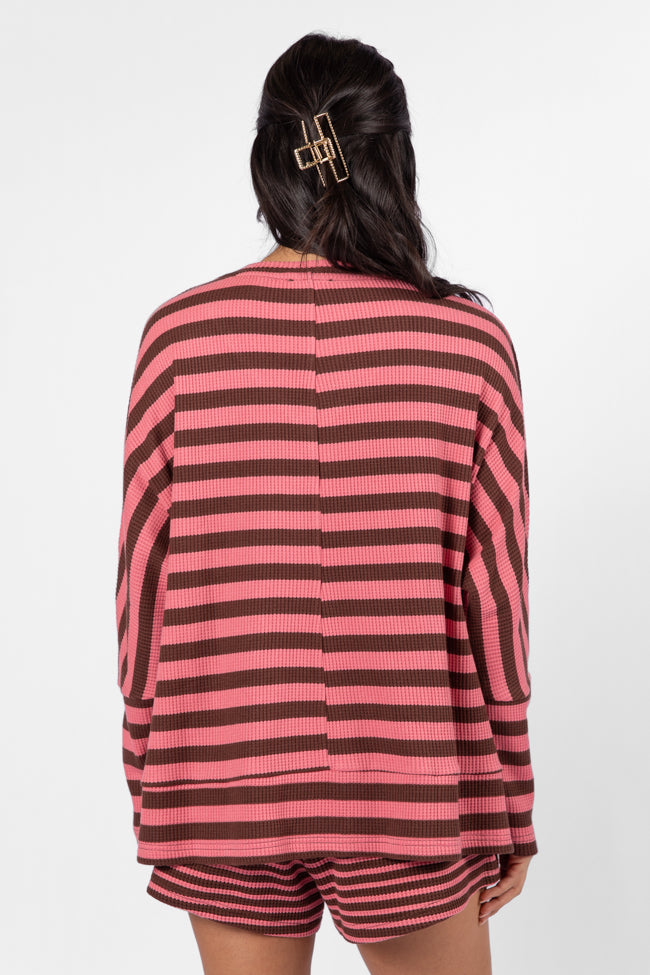 No Complaints Pink and Chocolate Striped Thermal Set Buy Cheap Popular