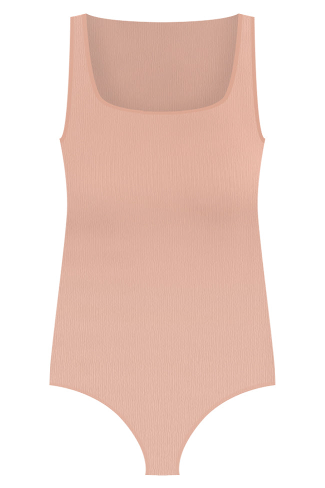 Back To The Basics Nude Ribbed Square Neck Tank Bodysuit   FINAL SALE Online Cheap Quality