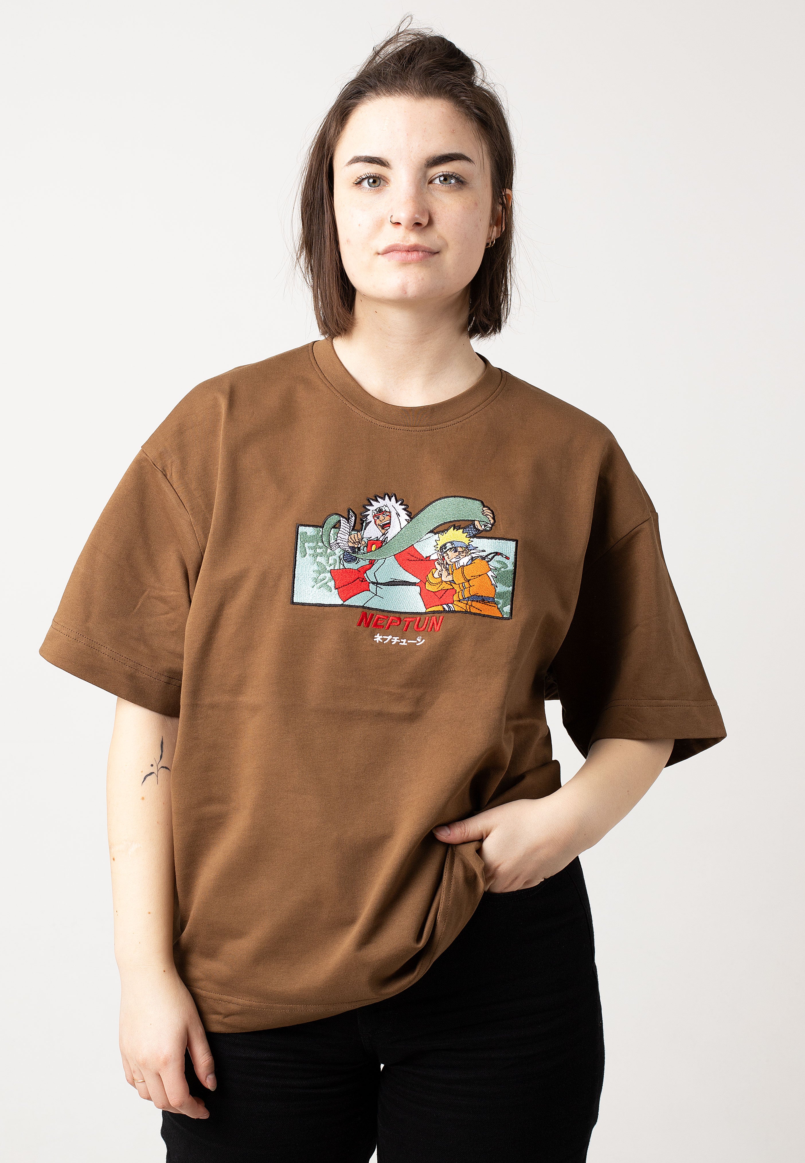 Neptun x Naruto - Neptun x Naruto & Jiraiya Brown - T-Shirt Explore