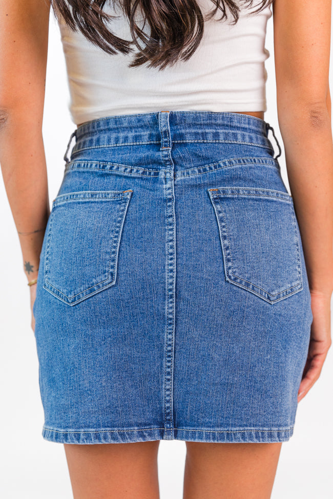 Somewhere Out There Medium Wash Side Slit Denim Skirt FINAL SALE Pices Cheap Online