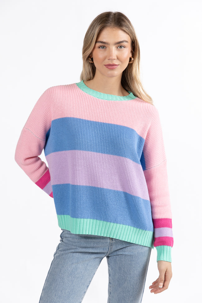 Break The Ice Multi Color Oversized Stripe Sweater FINAL SALE Cheap Visa Payment